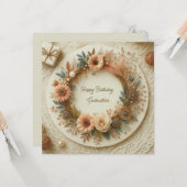 Volledig aanpasbare Boho bloemenkrans Kaart (Voorkant / Achterkant in situ)