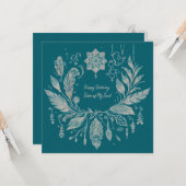 Volledig Aanpasbare Boho Bloemenkrans Kaart (Voorkant / Achterkant in situ)