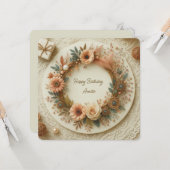 Volledig Aanpasbare Boho Bloemenkrans Rond Kaart (Voorkant / Achterkant in situ)