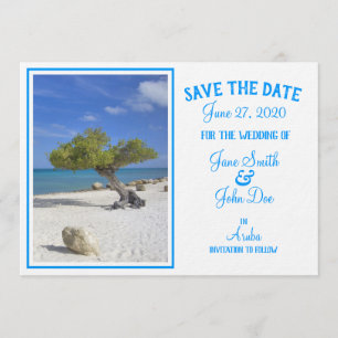 Volledig aanpasbare Save the Date Aruba Divi Tree Kaart