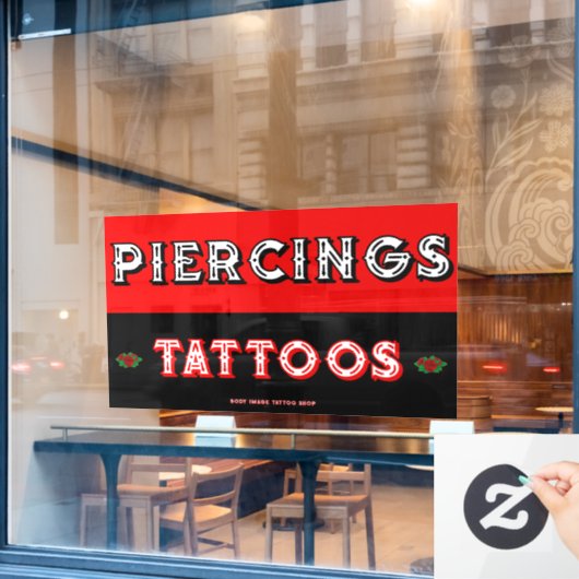 Volledig aanpassen Tattoo Shop Piercings Tattoos Raamsticker (Cafe Raam)