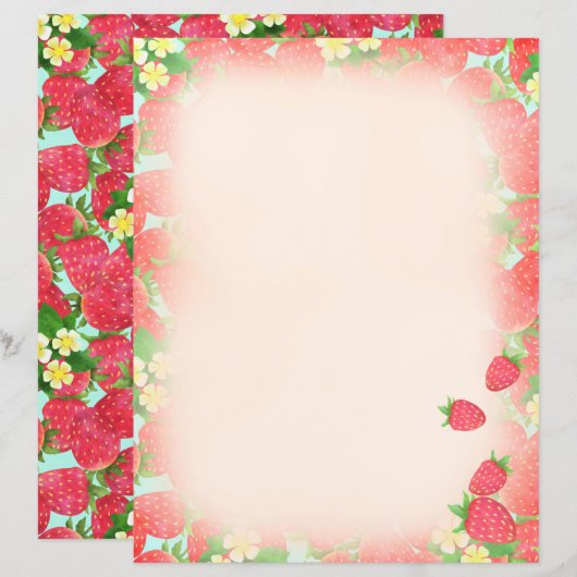 Volledig aardbeienblauw papier (Voorkant / Achterkant)