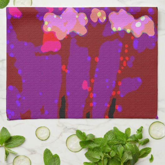 Volledig Abstracte Bougainvillea Theedoek (Gevouwen)