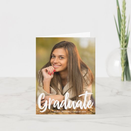 Volledig Afstuderen foto Chic Modern Script gevouw Aankondiging (Voorkant)