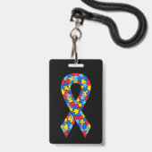 Volledig  autisme badge (Achterkant met lanyard)