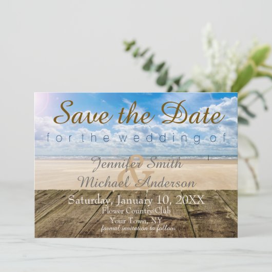 Volledig Basis Rustic Dock Opslaan Datum Save The Date (Staand voorkant)