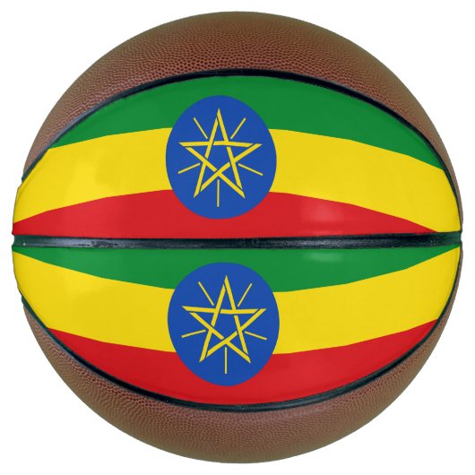 Volledig basketbal met vlag van Ethiopië (Voorkant)