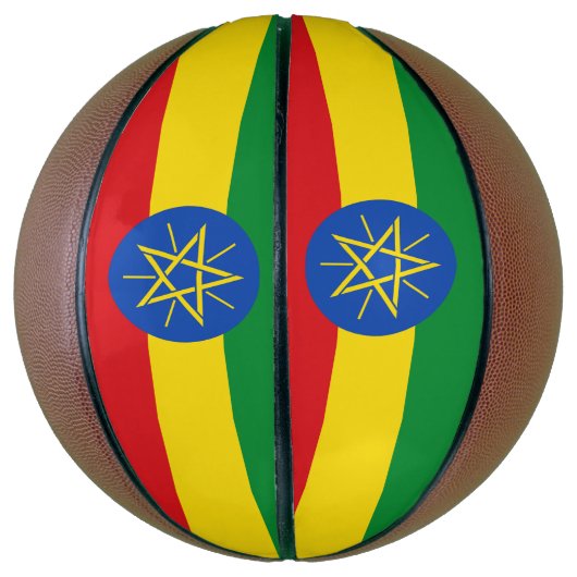 Volledig basketbal met vlag van Ethiopië (Verticaal)