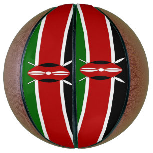 Volledig basketbal met vlag van Kenia