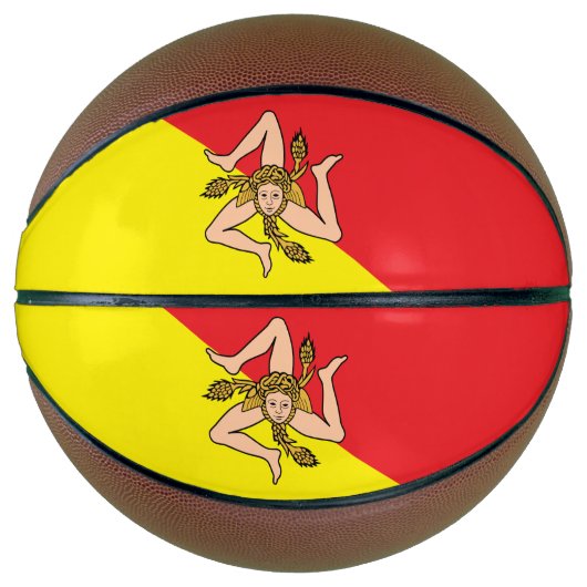 Volledig basketbal met vlag van Sicilië, Italië (Voorkant)