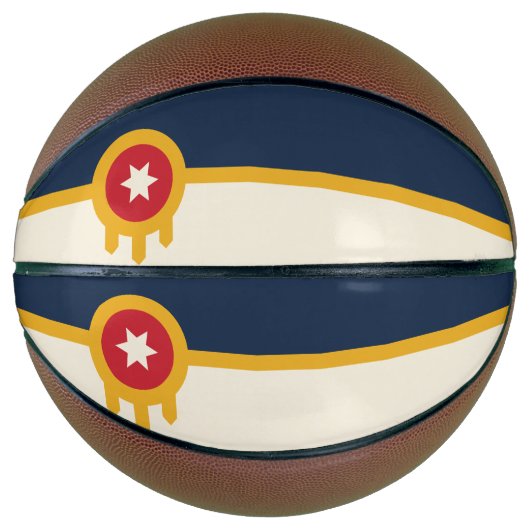 Volledig basketbal met vlag van Tulsa, Oklahoma (Voorkant)