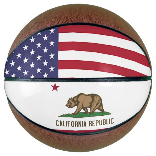 Volledig Basketball met vlag van Californië, VS Basketbal (Voorkant)