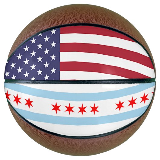 Volledig Basketball met vlag van Chicago, VS Basketbal (Voorkant)