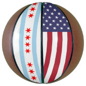 Volledig Basketball met vlag van Chicago, VS Basketbal (Verticaal)