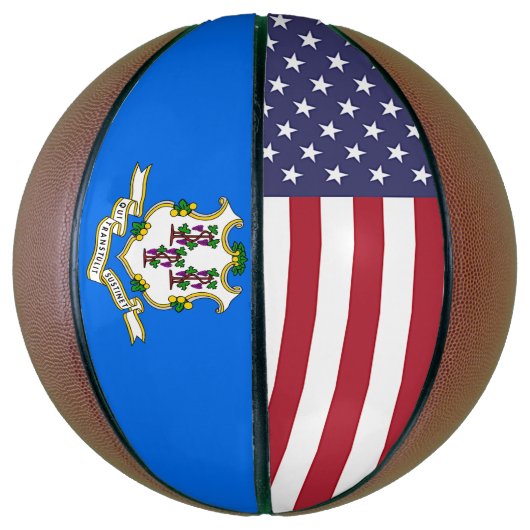 Volledig Basketball met vlag van Connecticut, VS Mini Basketbal (Verticaal)