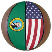 Volledig Basketball met vlag van de staat Washingt Mini Basketbal (Verticaal)