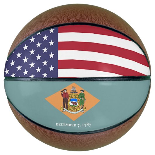 Volledig Basketball met vlag van Delaware, VS Mini Basketbal (Voorkant)
