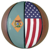 Volledig Basketball met vlag van Delaware, VS Mini Basketbal (Verticaal)