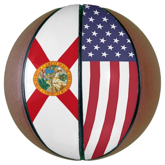 Volledig Basketball met vlag van Florida, VS Basketbal (Verticaal)