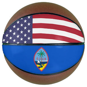 Volledig Basketball met vlag van Guam, VS Mini Basketbal