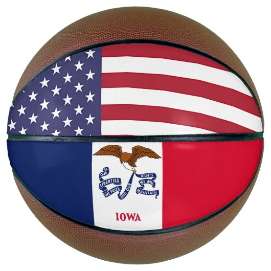 Volledig Basketball met vlag van Iowa, VS Mini Basketbal (Voorkant)