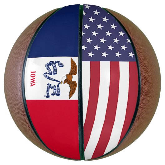 Volledig Basketball met vlag van Iowa, VS Mini Basketbal (Verticaal)