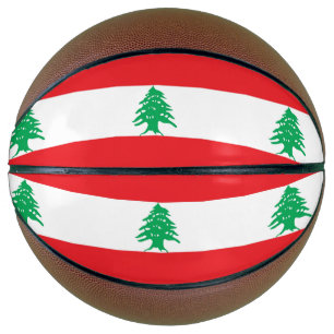 Volledig Basketball met vlag van Libanon Basketbal