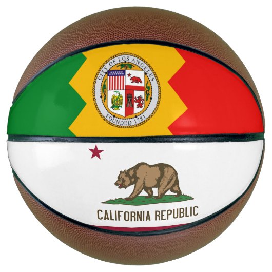 Volledig Basketball met vlag van Los Angeles, VS Mini Basketbal (Voorkant)