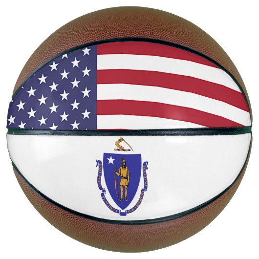 Volledig Basketball met vlag van Massachusetts USA Basketbal (Voorkant)