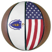Volledig Basketball met vlag van Massachusetts USA Basketbal (Verticaal)