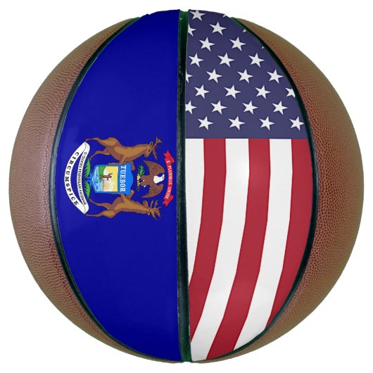 Volledig Basketball met vlag van Michigan USA Mini Basketbal (Verticaal)