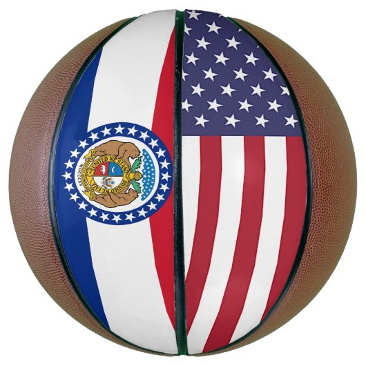 Volledig Basketball met vlag van Missouri USA Basketbal (Verticaal)