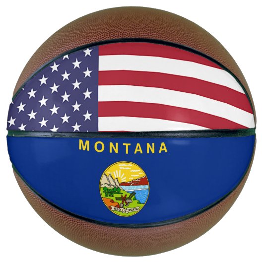 Volledig Basketball met vlag van Montana, VS Basketbal (Voorkant)