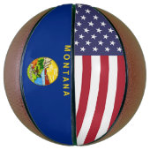 Volledig Basketball met vlag van Montana, VS Basketbal (Verticaal)