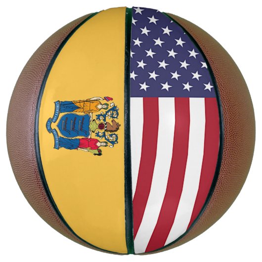 Volledig Basketball met vlag van New Jersey VS Mini Basketbal (Verticaal)