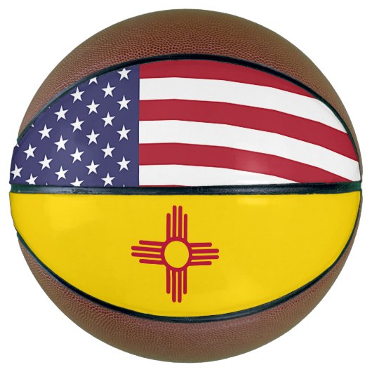 Volledig Basketball met vlag van New Mexico USA Mini Basketbal (Voorkant)