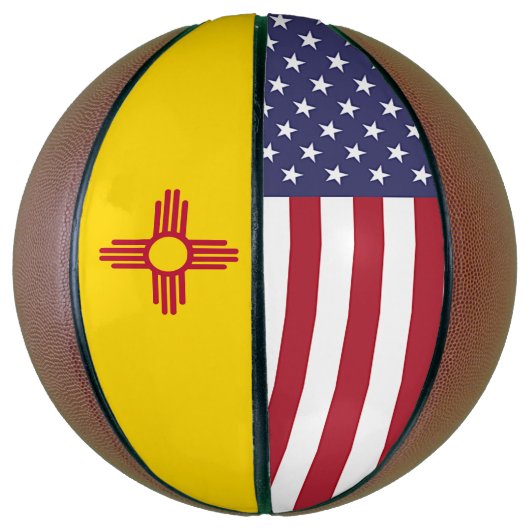 Volledig Basketball met vlag van New Mexico USA Mini Basketbal (Verticaal)