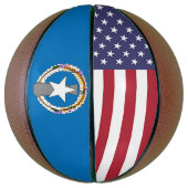 Volledig Basketball met vlag van Noordelijke Maria Basketbal (Verticaal)