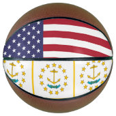 Volledig Basketball met vlag van Rhode Island, Ver Mini Basketbal (Voorkant)