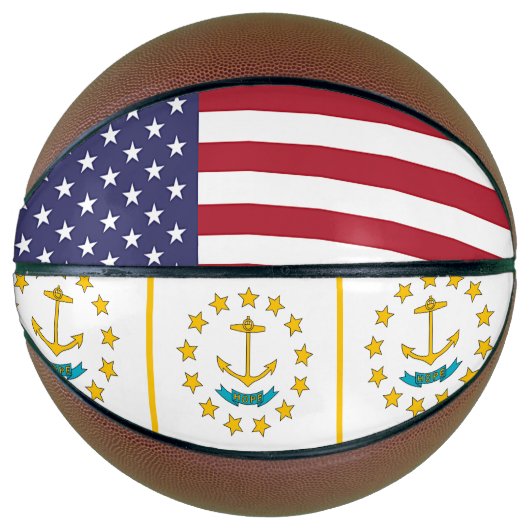 Volledig Basketball met vlag van Rhode Island, Ver Mini Basketbal (Voorkant)