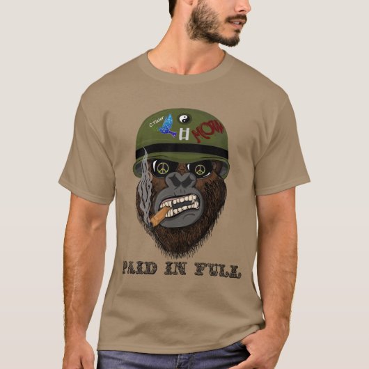 Volledig betaald. Grappig gorilla met sigaar en he T-shirt (Voorkant)