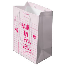'Volledig Betaald - Jezus' Roze Ontvangstbewijs Ch Medium Cadeauzakje