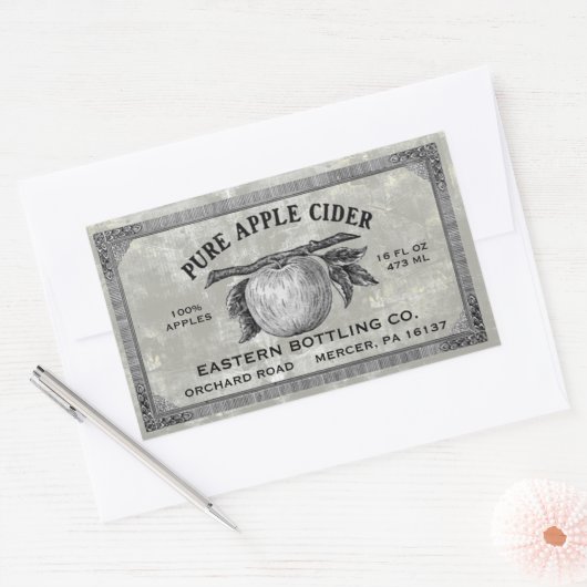 Volledig bewerkbare  Apple Cider Label grijs (Envelop)