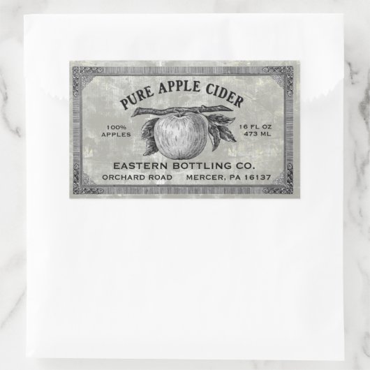 Volledig bewerkbare  Apple Cider Label grijs (Tas)