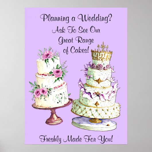 Volledig bewerkbare bruidstaarten poster (Voorkant)
