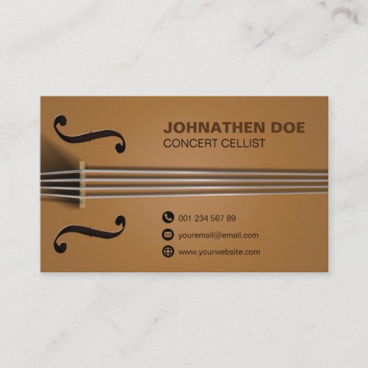 Volledig bewerkbare cellist visitekaartje (Voorkant)
