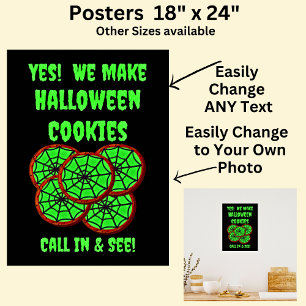 Volledig bewerkbare Halloween Cookies voor Cake St Poster