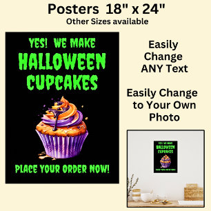 Volledig bewerkbare Halloween Cupcakes voor Cake S Poster