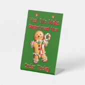 Volledig bewerkbare kerst peperkoek mannen reclamebord met voetstuk (Voorkant)