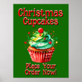 Volledig bewerkbare kerstcupcakes voor Cake Store Poster (Voorkant)